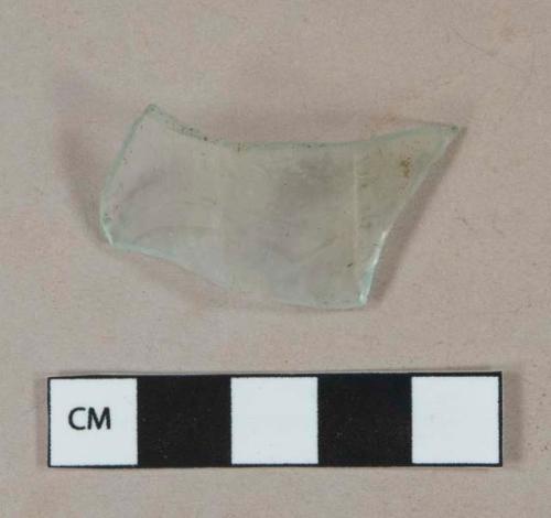 Light aqua glass vessel body fragment, paneled