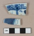 Blue handpainted Chinese trade porcelain vessel rim fragments, white paste