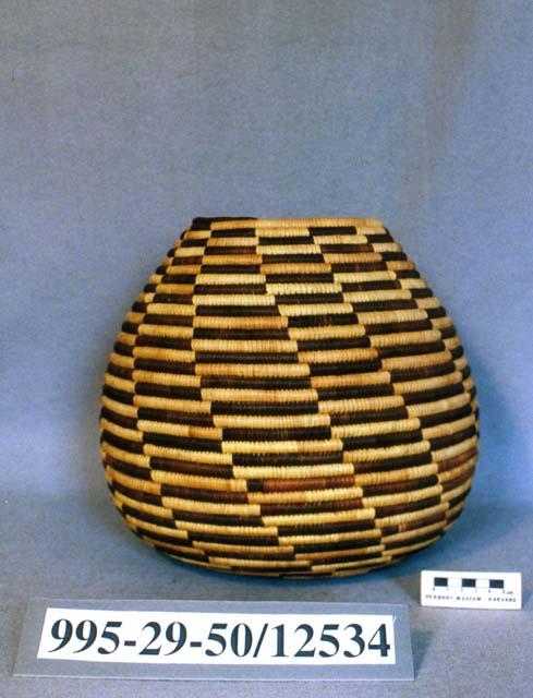 Coiled basketry globular jar