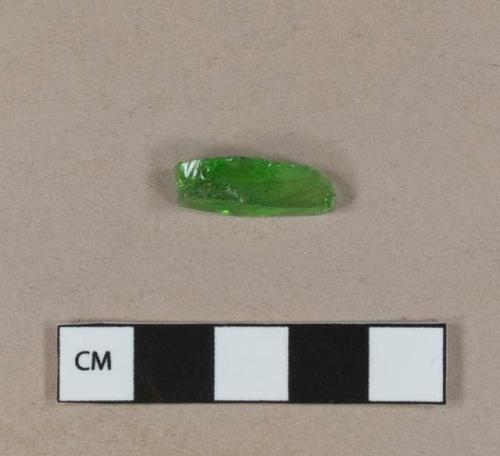 Bright green vessel glass body fragment