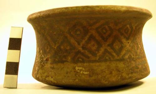 Ceramic, complete vessel, bowl, geometric designs.