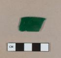 Green and white layed glass fragment, possible banker lamp glass shade fragment