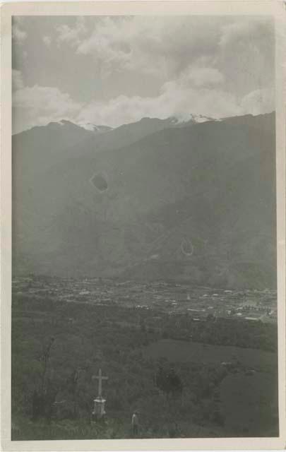 View of town in valley