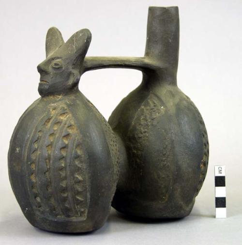 Black ware effigy vessel