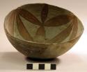 Polychrome pottery bowl - brown, orange, gray