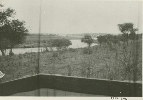 View of the Okavango River from an expedition truck