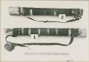 Two quivers; one with arrows inside, one with its cap on, and a ruler for measurement