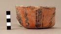 Potsherds; 1 incised decoration, 8 painted, 1 handle of vessel