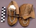 Pair of children's moccasins--scalloped beaded pattern around toe