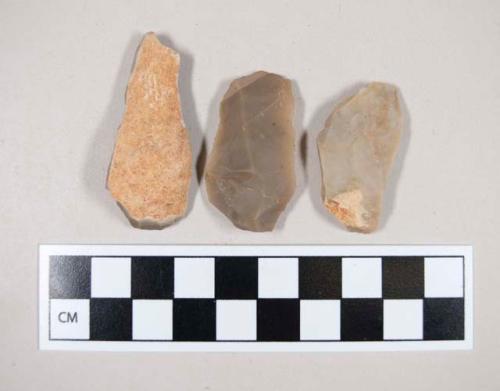 Chipped stone, scrapers?, gray or light gray in color, some cortex