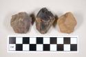 Chipped stone, flint cores, one with cortex