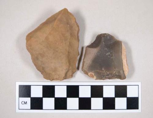 Chipped stone, flint angular chipping debris, one with cortex