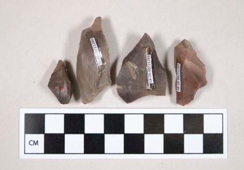 Chipped stone, flint angular chipping debris, one with cortex