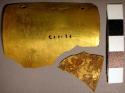 Fragmentary coppeer- Gold rectangle. 2 pieces. 2 1/2" l.