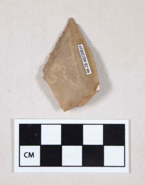 Chipped stone, flint edged tool, possible projectile point