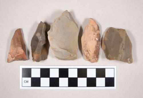 Chipped stone, flint burins, some with cortex