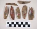 Chipped stone, flint unifaces, blades worked into points