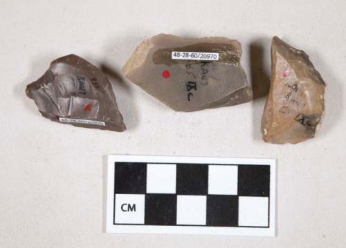 Chipped stone, flint angular chipping debris, some with cortex