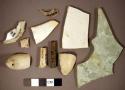 Ceramic, kaolin pipe fragments, ceramic sherds, glass fragments