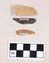 Chipped stone, flint blades, one with cortex, some with possible retouching or use wear