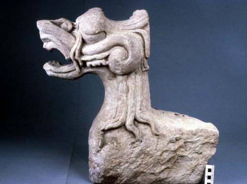 Ground stone architectural element, dragon head