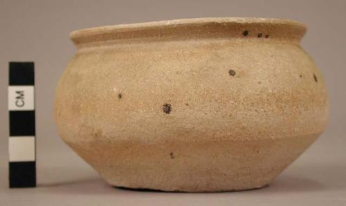 Small white ware bowl - traces of brown glaze finish