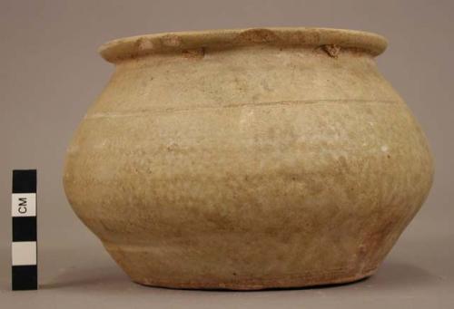 Small cream ware urn - traces of glaze