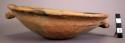 Flat, shallow pottery bowl - undecorated, 2 handles