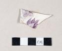 Purple transfer printed whiteware body sherd