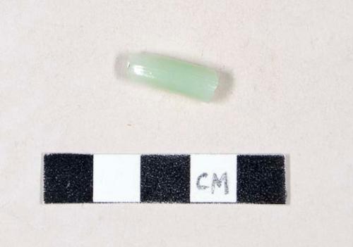 Green milk glass handle fragment