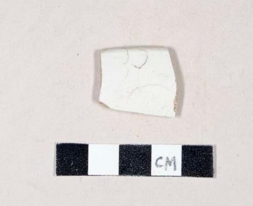 Undecorated white salt glazed stoneware rim sherd