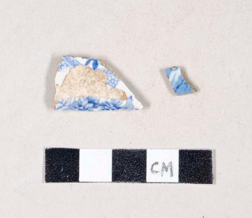 Blue transfer print whiteware body sherds