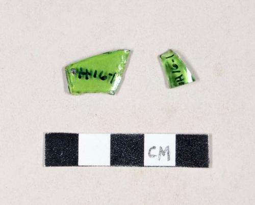 Green bottle glass fragments