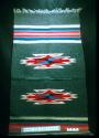 Chimayo style runner in grey with red and turquoise geometric motif