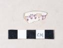 Purple transfer printed whiteware body sherd