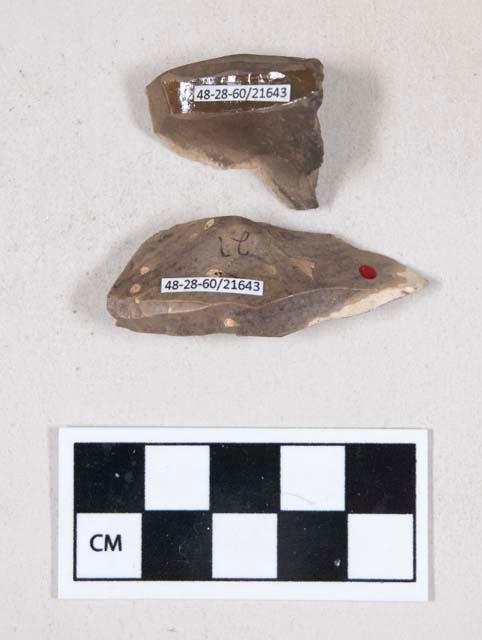 Chipped stone, flint angular chipping debris, with cortex