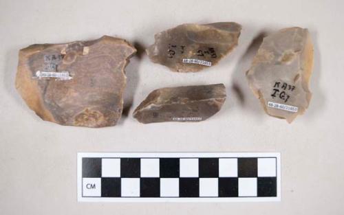 Chipped stone, flint angular chipping debris, some with cortex