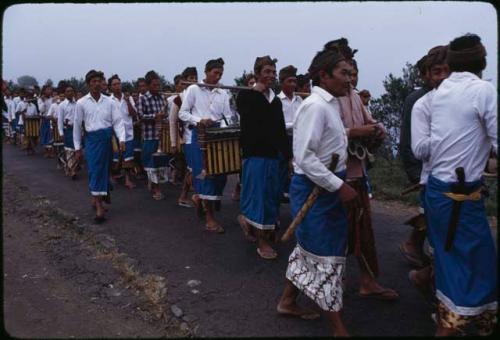 Musicians in Purnama procession to Pura Batur