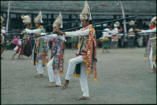 Baris gede dancers for Purnama at Pura Batur