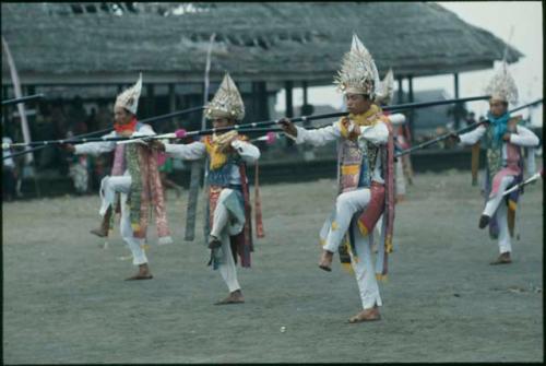 Baris gede dancers for Purnama at Pura Batur