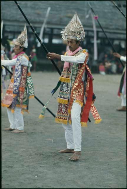 Baris gede dancers for Purnama at Pura Batur