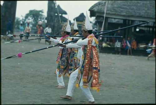 Baris gede dancers for Purnama at Pura Batur