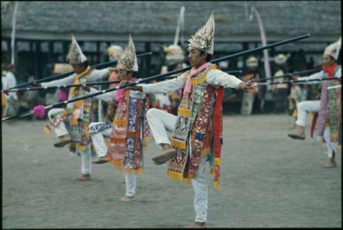 Baris gede dancers for Purnama at Pura Batur