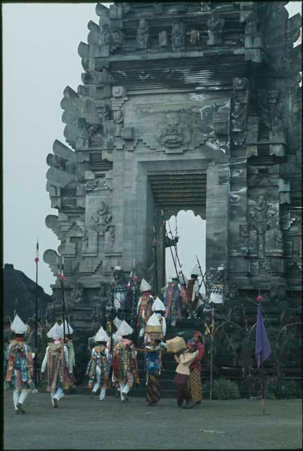 Baris gede dancers for Purnama at Pura Batur