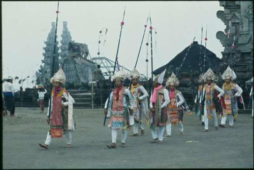 Baris gede dancers for Purnama at Pura Batur