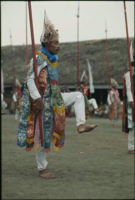 Baris gede dancers for Purnama at Pura Batur