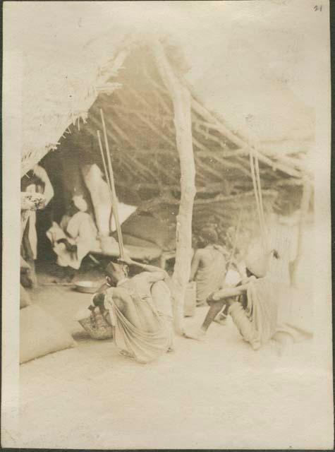 View inside open hut, village near the Nile River