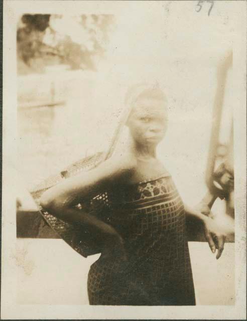 On the Aruwimi River between Buta and Stanleyville, woman posing for photograph