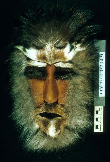 Leather mask of with fur trim and horns