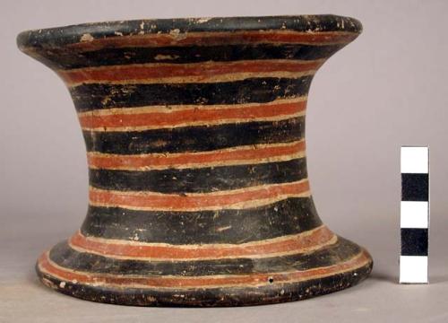 Polychrome pottery pedestal base